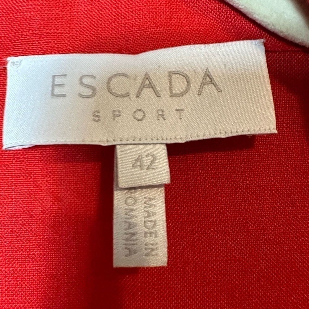 Escada Sport 100% Linen Red Jacket Coat Size EU 42 Large - Picture 8 of 16